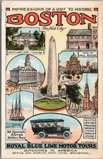 c1930s ROYAL BLUE LINE MOTOR TOURS Advertising Postcard 