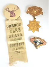 Portland Oregon Elks Lodge BPOE 1912 1918 1925 Pin Button Lot Antique picture