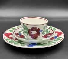 Antique 19th Century Old Staffordshire Adams Rose Cup Saucer Plate Trio picture