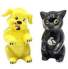 Vintage Plastic Dog and Cat Salt & Pepper Shakers Plastic Fitz & Floyd Mold  picture