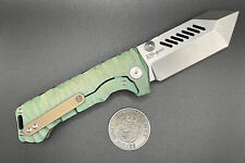 PMP Knives Alpha Beast Satin D2 Custom Green Rock Chisel Titanium #73/280 picture