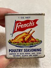 vintage French's Poultry Seasoning 1 oz Spice Tin advertising  Roasted Turkey picture