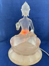 VTG Large 14.5” Buddha Tibetan Hand Crafted Heart Chakra Lamp Amber Glass Resin picture