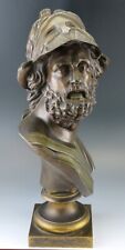 Exceptional Mid/Late 1800s French Bronze Bust of Ajax or Menelaus Trojan Hero picture