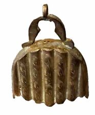 Vintage BRASS BELL Etched Design MARKED INDIA Scalloped Design picture
