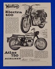1963 NORTON ELECTRA 400 & ATLAS 750 MOTORCYCLES ORIGINAL VINGAGE PRINT AD LOT B2 picture