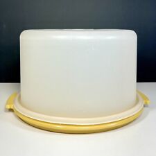 Vintage Tupperware Cake Carrier Taker Harvest Gold Base with Clear Top picture