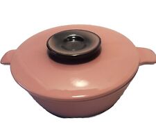Vintage Hull Pottery Sky Pink & Black Casserole Dish Divided With Lid *Pre-Owned picture