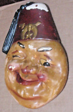Shriner Egyptian Plaster Smiling Face Mold  40s-1950s Hand Painted picture