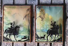 Reverse Painted Silhouette Bubble Glass Vintage Wall Hangings Traditional Hunt picture