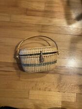 Vintage Nantucket Fabric Lined Basket Purse picture