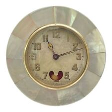 Vintage Brevet Brass Mother Of Pearl Traveling Desk Clock France Read picture