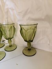 Vintage Westmoreland Crystal 1776 Olive Green Pattern Water Goblets 6 1/2
