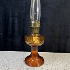 Vintage Aladdin #23 Amber Glass Short Lincoln Drape Oil Lamp & Burner Shade 24” picture