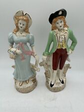 Vintage 1940's Victorian Colonial Style Porcelain Pair Of Figurines 7-3/4