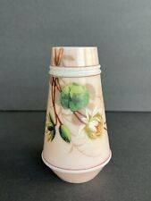 Antique Hand-Painted Bird Pink Opaline Glass Vases C.1890 By Smith Brothers  picture