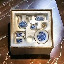 Vintage Antique Made In Japan Miniature Tea Service Blue White  picture