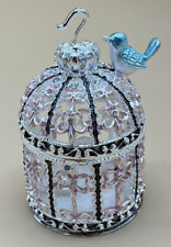 Silver Birdcage Trinket Box With Bird On Top & Inside NEW picture