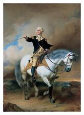 PRESIDENT GEORGE WASHINGTON RIDING HORSE WITH SWORD PAINTING 5X7 PHOTO picture
