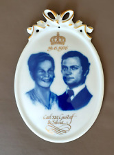 King Carl XVI Gustaf Queen Silvia Of Sweden Royal Medallion  Wedding  1976 Vtg picture