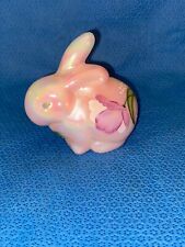 Fenton Hand Painted Iridescent Pink Bunny Rabbit picture