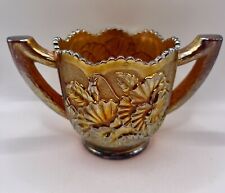 Imperial Glass  Marigold Carnival Glass Sugar Bowl Double Handled Vintage picture