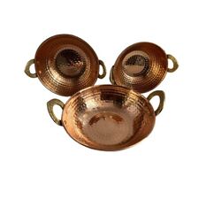 750, 500, 350 ML Copper Kadhai For kitchen, Copper Wok Cooking Serving & Frying picture