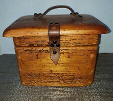 Distressed Wood Leather Handle Trunk Box Treasure Stash Handmade Mexico Vintage picture