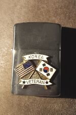 1989 Vintage Zippo Cigarette Lighter Korea Veteran War USA Korean Flags picture