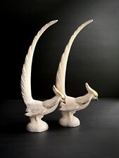 Gilner California Pottery Pheasants Gold & Bone MCM Ceramic Bird Art Figurines picture