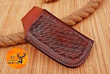 CUSTOM HANDMADE PURE COW ENGRAVED LEATHER SHEATH FOR FOLDING BLADE KNIFE- 1711 picture