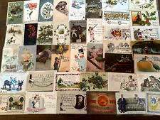 ~Lot of 43 Antique 1900's~Mixed Topics Greetings Postcards~All with stamps-h671 picture
