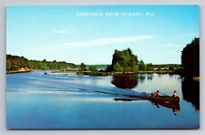 Greetings From Durand Wisconsin Unposted Postcard Motorboating picture