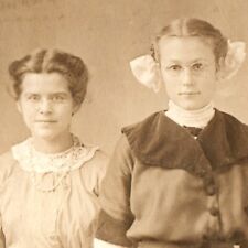 c1910s Two Cute Young Ladies RPPC Smirk Stoic Girl Real Photo Modest Women A161 picture