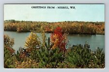 Merrill WI-Wisconsin, Scenic Greetings, Aerial View, Vintage Postcard picture