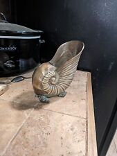 Vintage Solid Brass Nautilus Conch Shell Vase Unique Sea Shell  picture