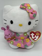 TY Beanie Babies Sanrio Hello Kitty Holding Easter Egg With Tags 5.5” Pink Dress picture