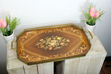 Vintage French Wood inlaid Serving tray 1970 rare picture