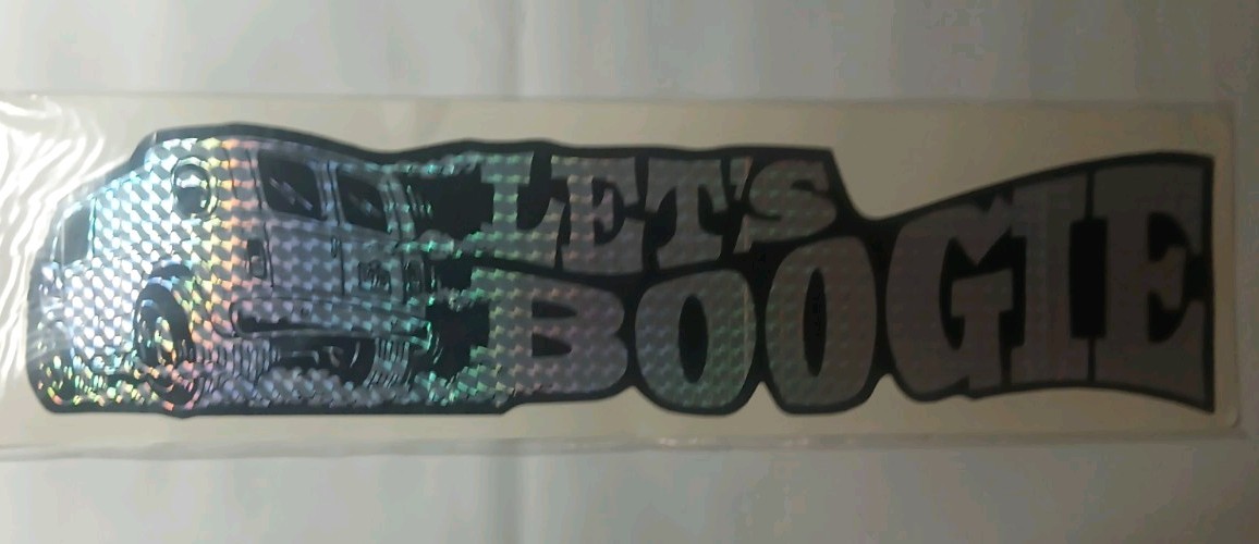 Vintage NOS LET\'S BOOGIE Custom Van Decal Rainbow Magnetics Holographic 15\