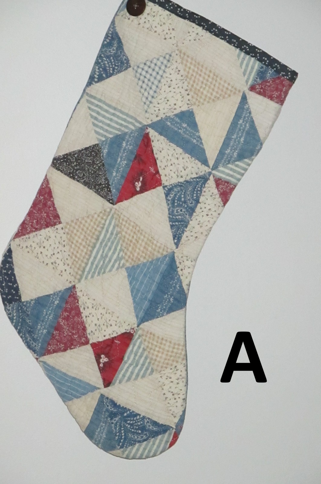 Handmade Recycled Vintage Quilt Christmas Stocking Country Patchwork UPCYCLED