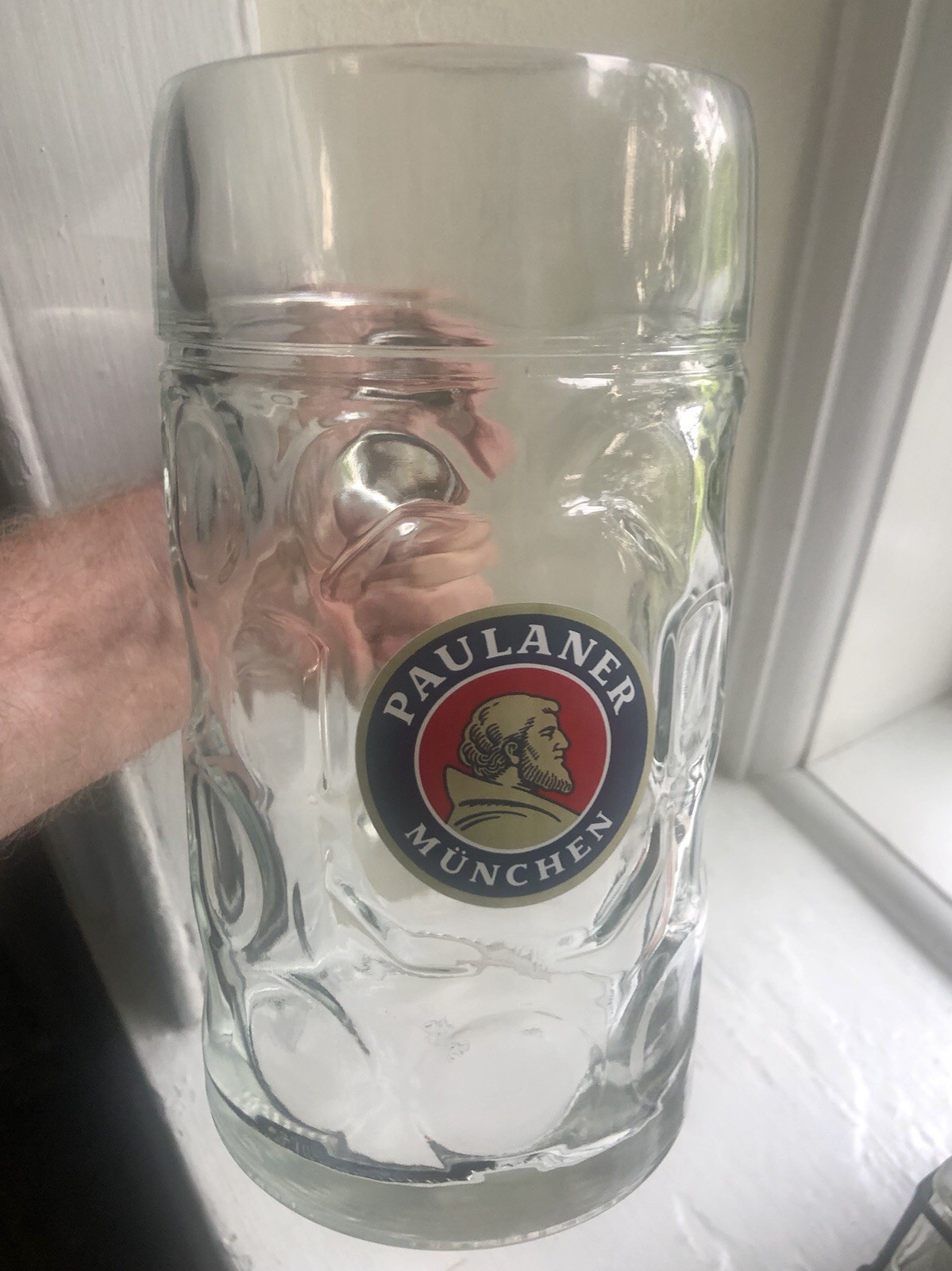 German Glass Beer Mug - Paulaner Munchen 