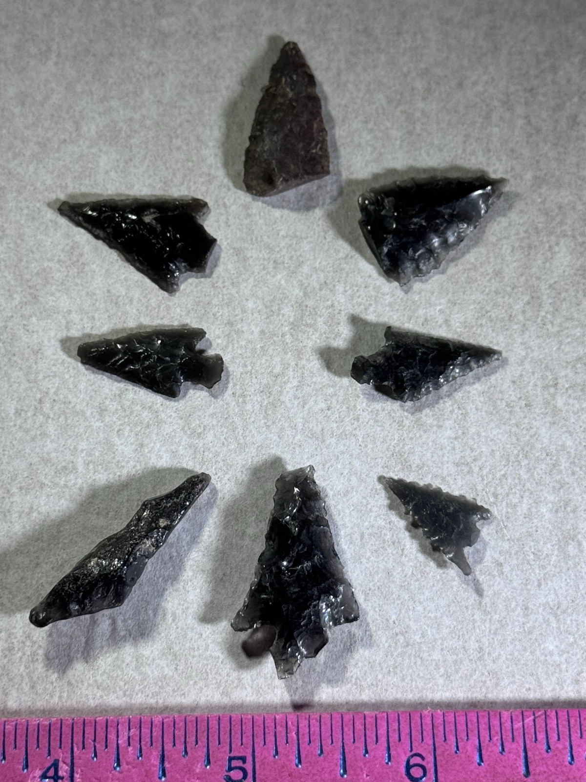 7 AUTHENTIC ARTIFACT BIRDPOINT ARROWHEADS +1 OBSIDIAN DRILL WARNER VALLEY OREGON