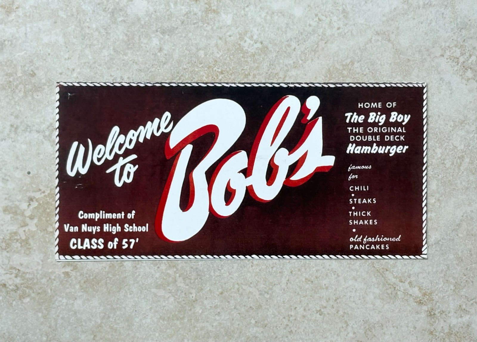 Vintage 1950s Bob's Big Boy Menu Van Nuys High School Class of '57 Variation Vintage 1950s Bob's Big Boy Menu Van Nuys High School Class of '57 Variation