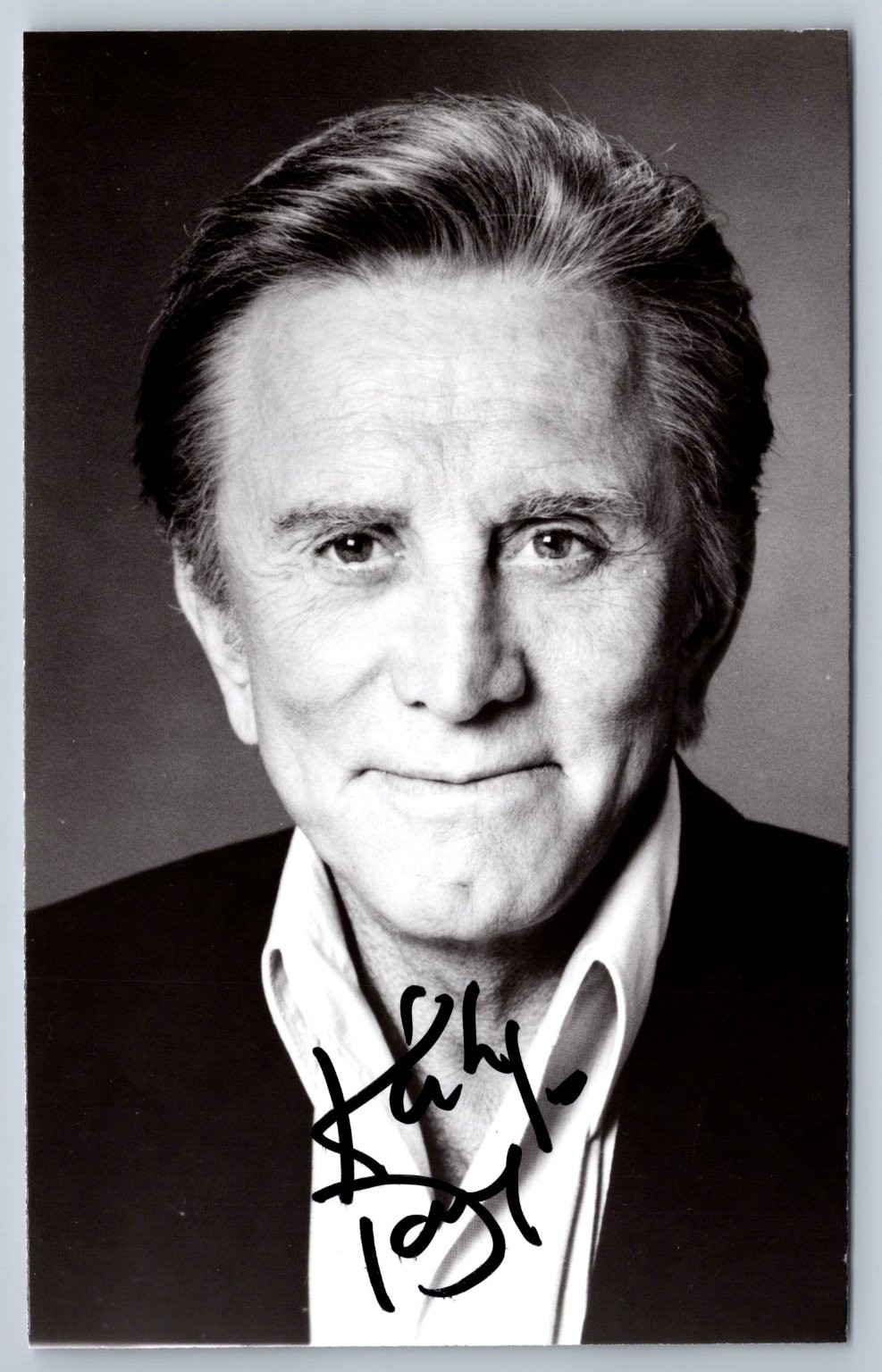 Kirk Douglas Autographed Photo Black & White Hollywood Legend Actor 3 x 5 Inches