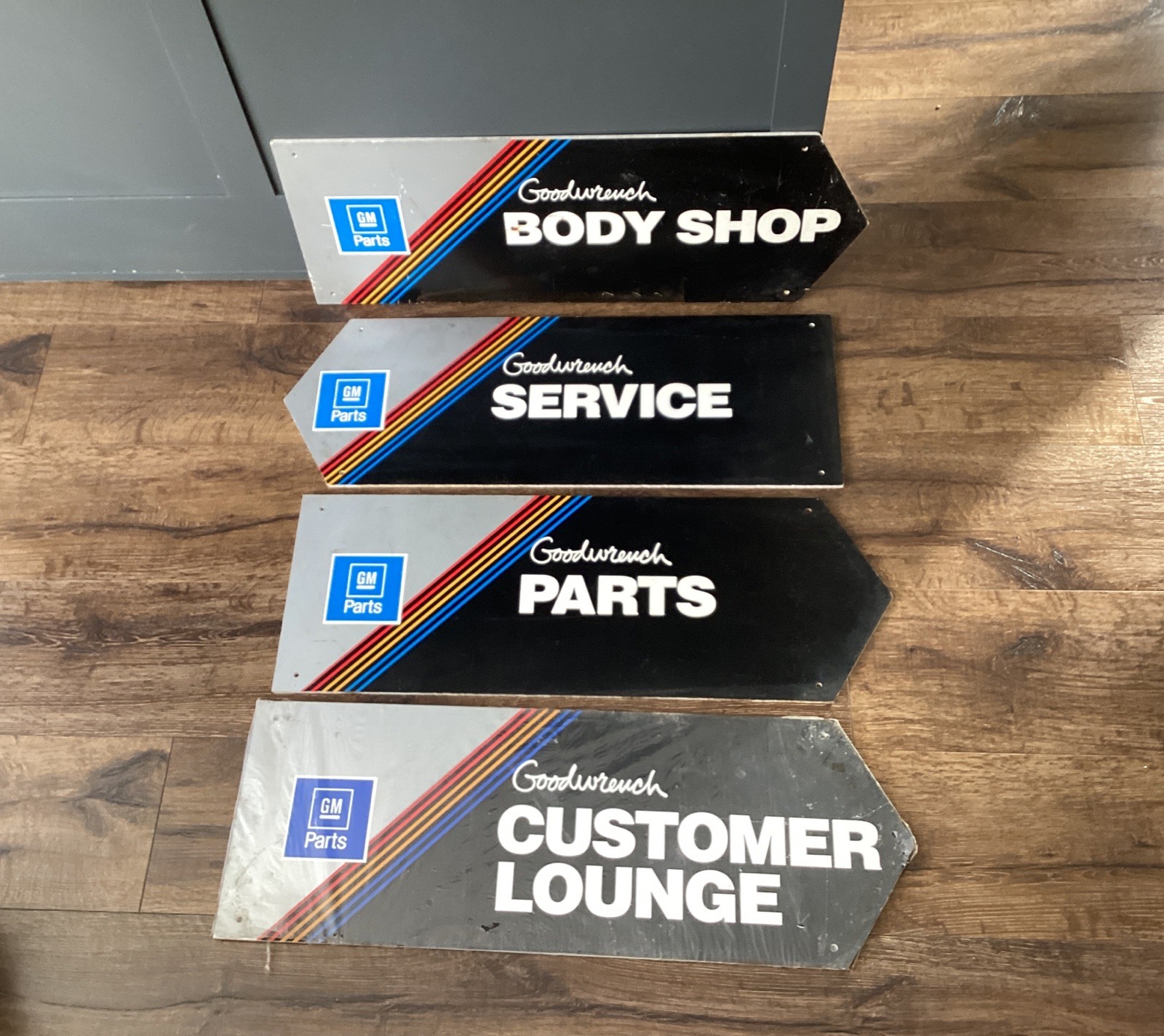 4 General Motors GM Mr. Goodwrench Sign Lot Service Station Car Dealer Body Shop