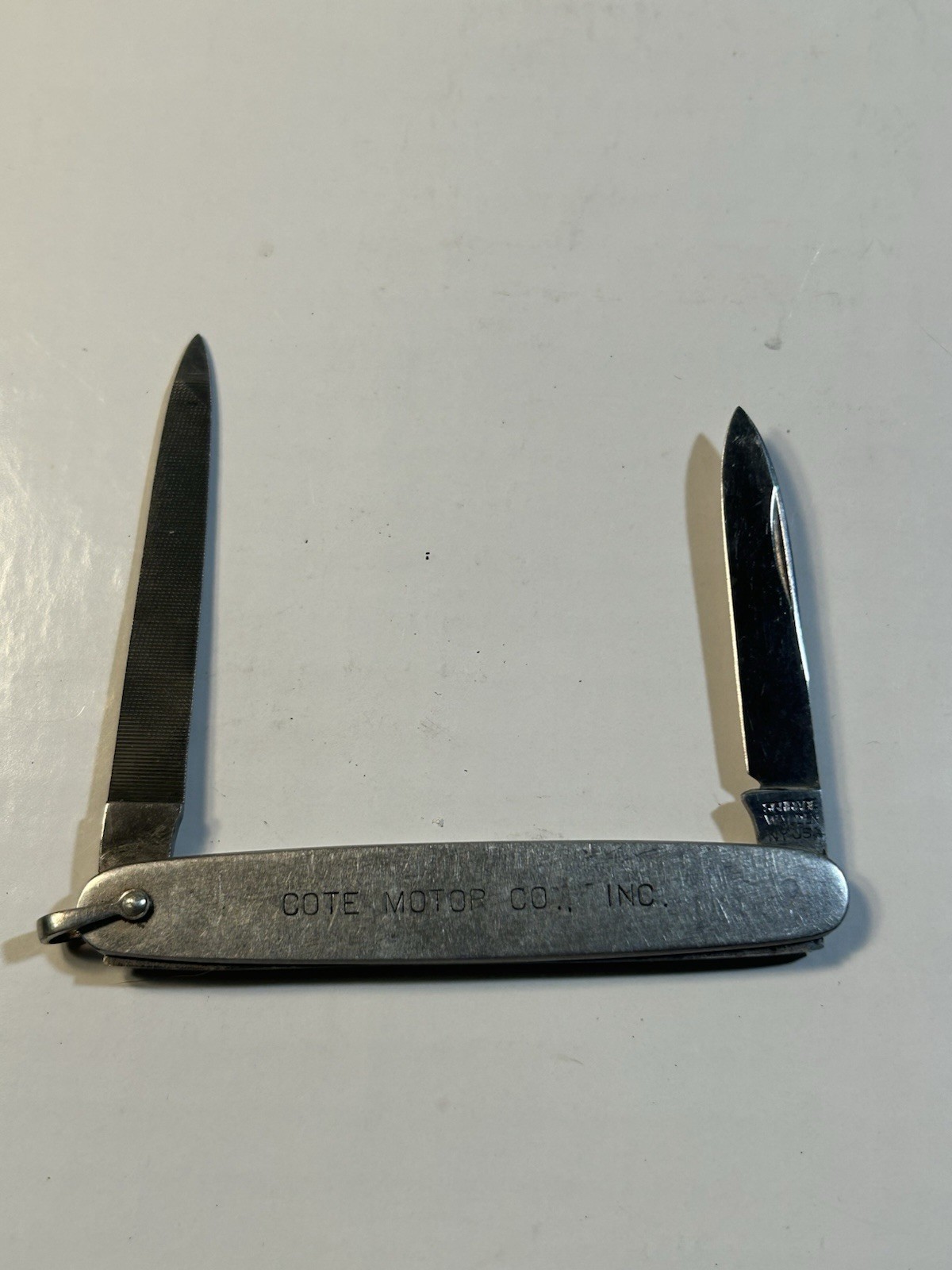 Vintage SCHRADE WALDEN NY USA #709S Penknife Engraved Adv. Cote Motor Co. Inc. Vintage SCHRADE WALDEN NY USA #709S Penknife Engraved Adv. Cote Motor Co. Inc.