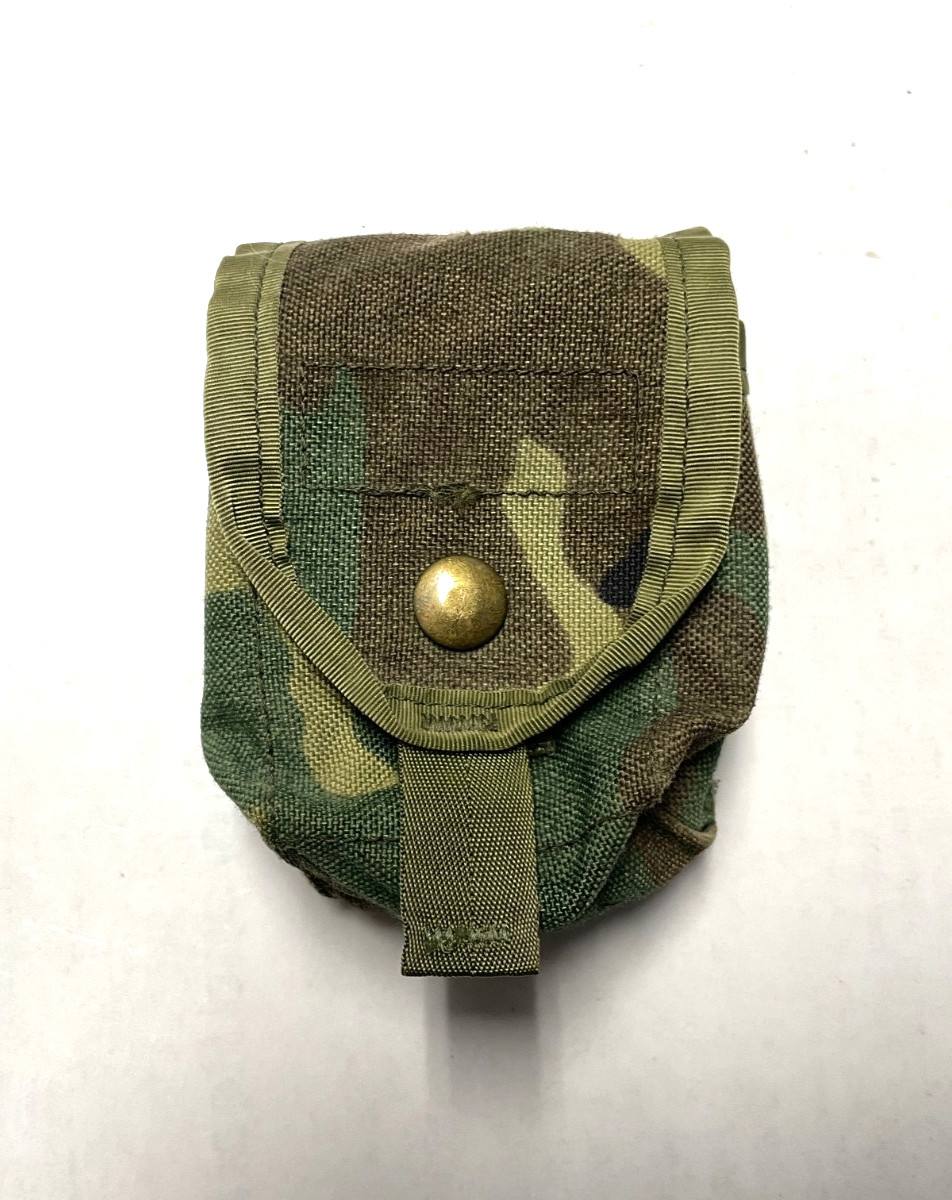 USGI Military Molle II WOODLAND CAMO Army Hand Grenade Pouch 4.5x3x2.25 USED