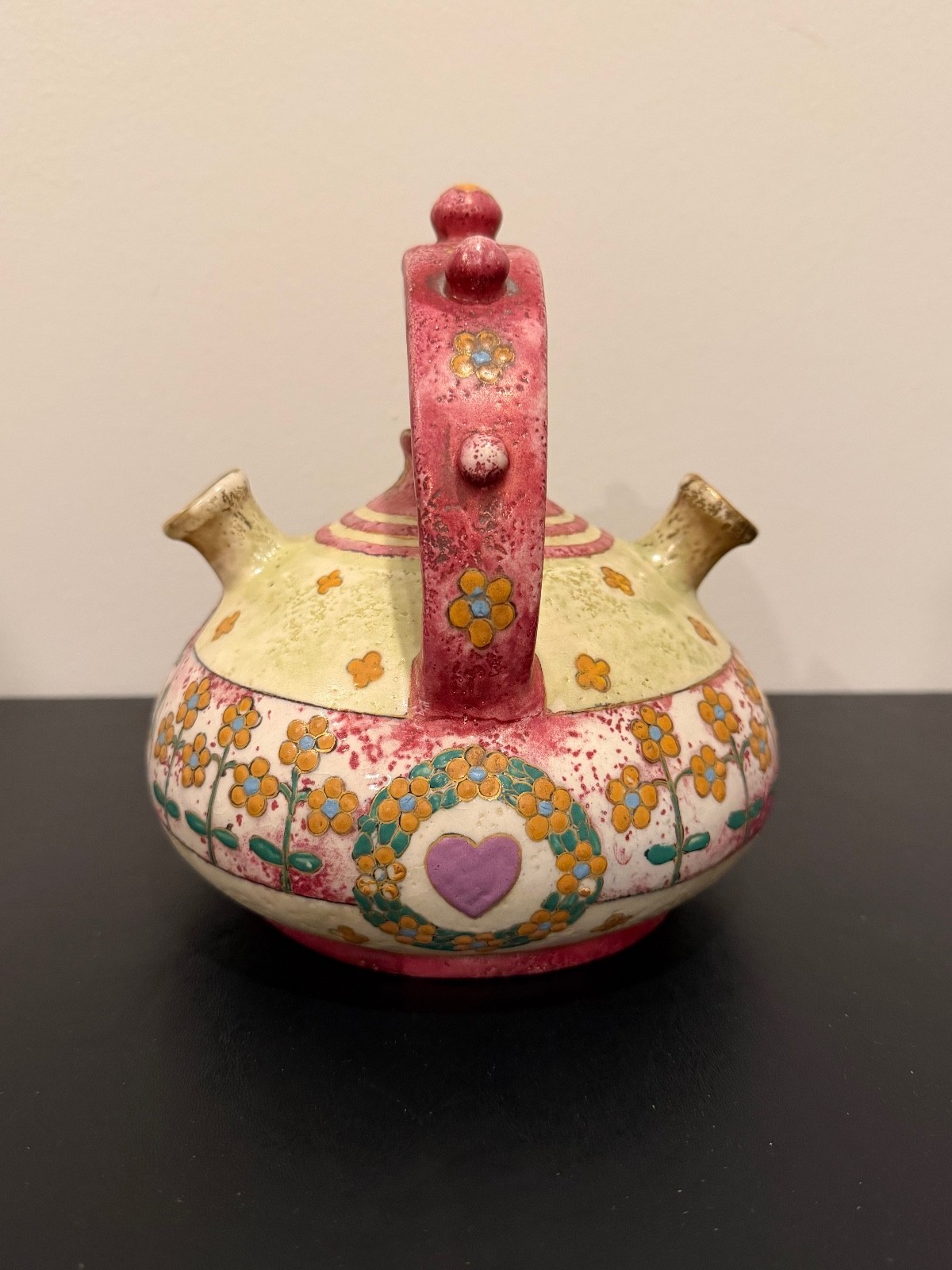 Antique Amphora Art Nouveau Double Spout Ewer Teplitz Austria RStK Pottery 754
