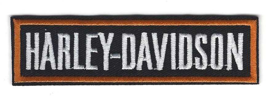 Harley Davidson Script Copper Tone Embroidered Iron On Patch 4.25\ Harley Davidson Script Copper Tone Embroidered Iron On Patch 4.25\