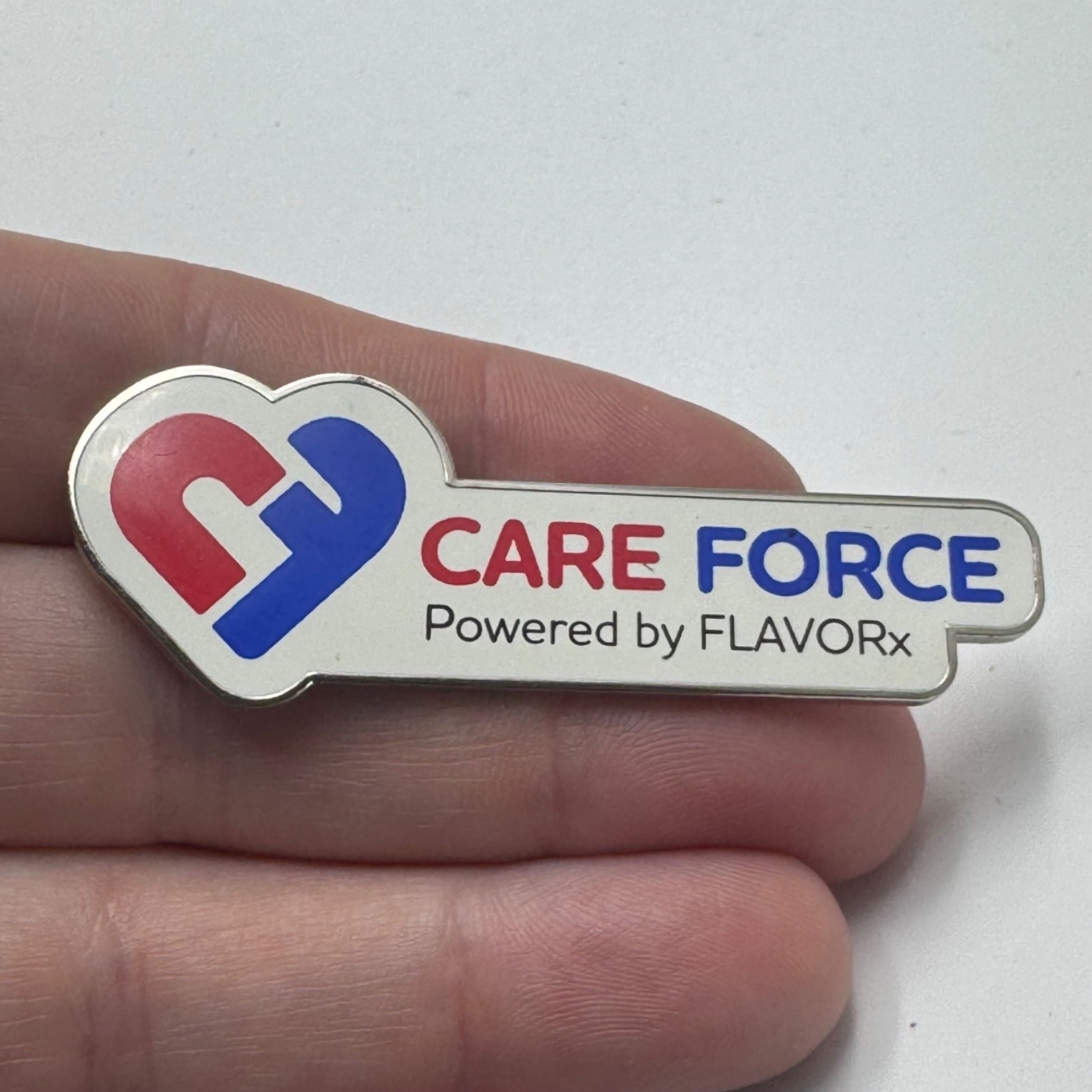 Vintage Care Force FLAVORx Heart Logo Lapel Pin Enamel Red Blue Medical Souvenir Vintage Care Force FLAVORx Heart Logo Lapel Pin Enamel Red Blue Medical Souvenir